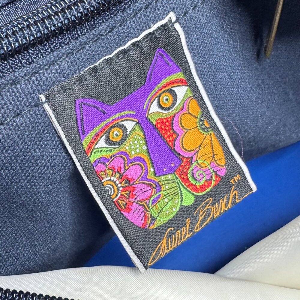 Laurel Burch Cat Feline Shoulder Tote Bag Beaded Sun N Sand Zipper Colorful Art - Picture 15 of 16